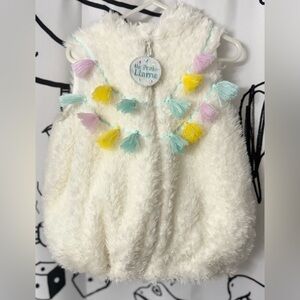 Kids Fluffy Llama Vest with Colorful Tassels